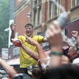 Schottische Fans auf dem Leicester Square