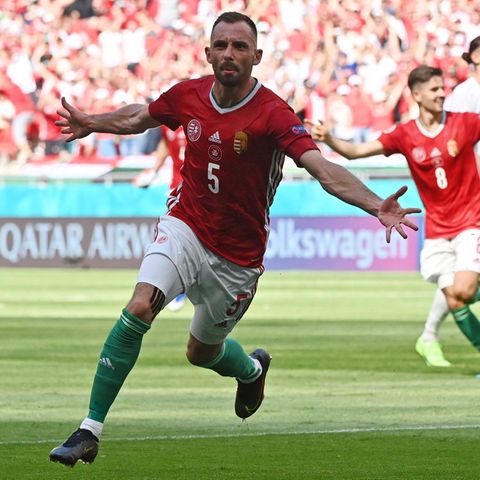 Ungarns Attila Fiola jubelt nach seinem 1:0 gegen Frankreich