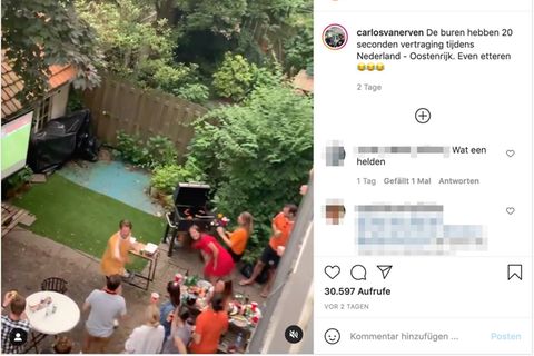 EM-Spiel der Niederlande: Fußball-Übertragung mit 20 Sekunden Vorsprung: Oranje-Fans legen ihre Nachbarn rein