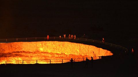 Brennender Krater von Derweze in Turkmenistan