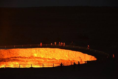 Brennender Krater von Derweze in Turkmenistan