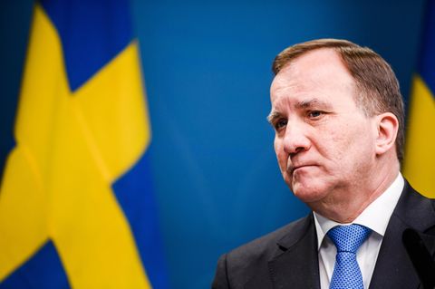 Stefan Löfven, Ministerpräsident von Schweden, nimmt an einer Pressekonferenz teil