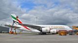 Emirates Airbus A380 in Hamburg Finkenwerder