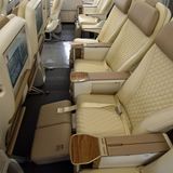 Die Sitze in der Premium sind im Vergleich zur regulären Economy in der Breite von 18 Zoll auf 19,5 Economy (48 Zentimeter) verbreitert worden und verfügen über eine gepolsterte Beinauflage.