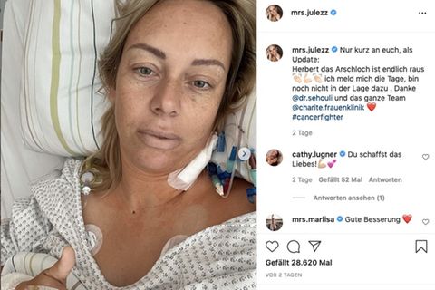 Julia Holz nach der OP im Krankenhaus