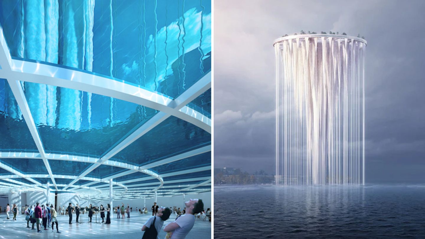 Der Zugang erfolgt durch eine Halle unter dem Wasser.