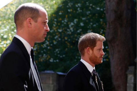 Prinz William und sein Bruder Harry bei der Trauerfeier für Prinz Philip