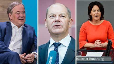 Die Spitzenkandidaten Armin Laschet (Union), Olaf Scholz (SPD) und Annalena Baerbock (Grüne)