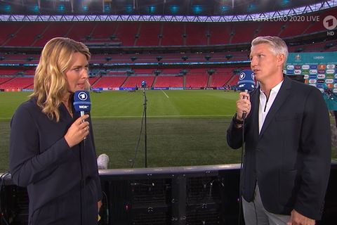 ARD-Reporterin Jessy Wellmer und Experte Bastian Schweinsteiger