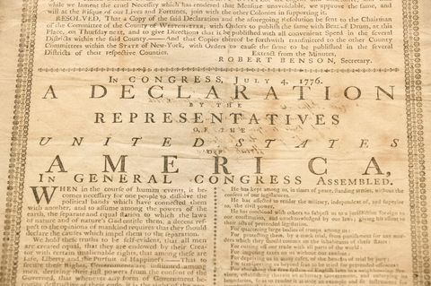 Die Unabhängigkeitserklärung der USA vom 4. Juli 1776. Dieses Exemplar der "Declaration of Independence" gehört einen Nachfahren eines der Unterzeichner.