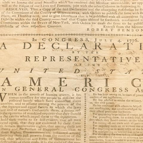 Die Unabhängigkeitserklärung der USA vom 4. Juli 1776. Dieses Exemplar der "Declaration of Independence" gehört einen Nachfahren eines der Unterzeichner.