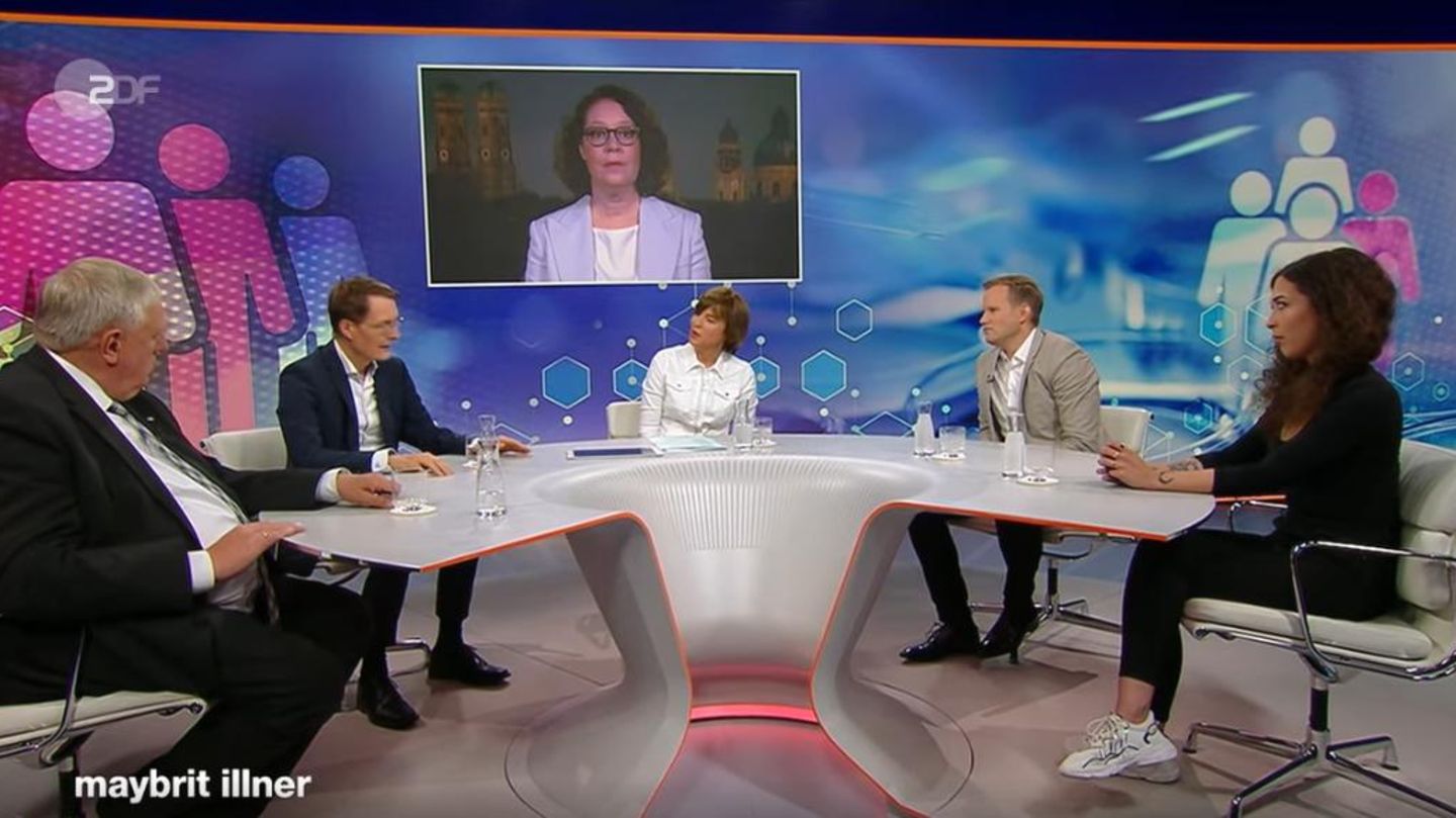 SPD-Gesundheitsexperte Karl Lauterbach (2. v.l.) diskutiert mit dem Virologen Hendrick Streeck (2. v.r.) bei "Maybrit Illner"