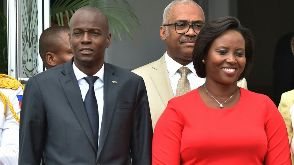 Haitis Präsident Jovenel Moïse (l.) und Ehefrau Martine Moïse