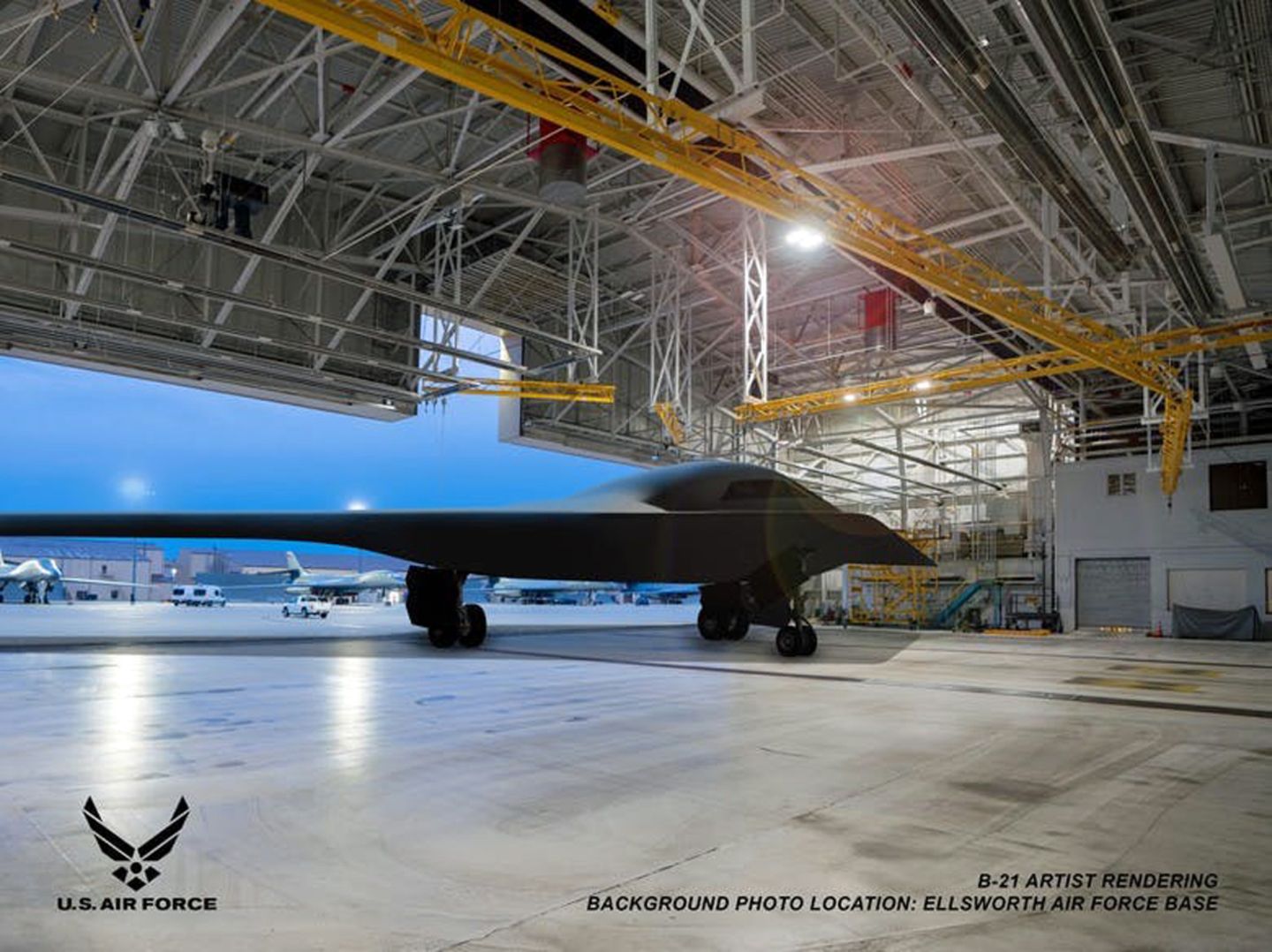Die Renderings zeigen die Jet immer im gleichen Blickwinkel. Das Comutermodel wurde lediglich in verschiedenen Hangars platziert.