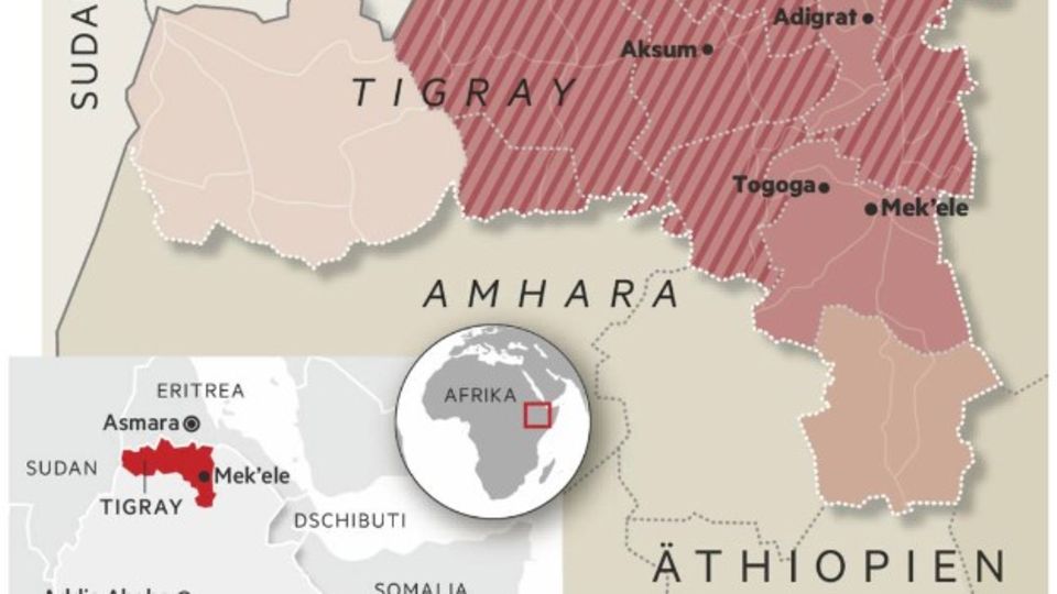 Lage in Tigray: Übersichtskarte Äthiopien Übersichtskarte Äthiopien