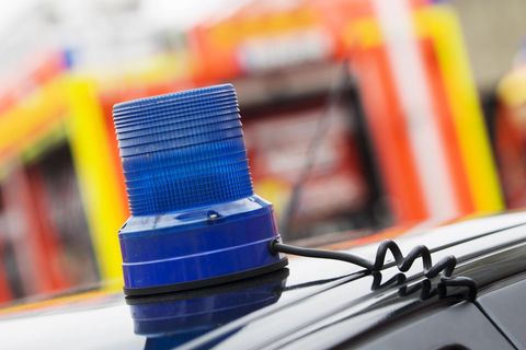 Feuerwehr-Blaulicht als Symbolfoto für eine Explosion in Garching