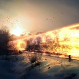 Die Oberfläche aus Glas verwandelt den Zug in einen Pfeil aus Licht.