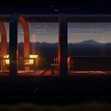 Der Zug lässt die Landschaft hinein.