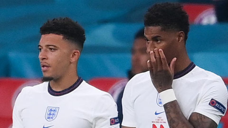 Jadon Sancho (l.) und Marcus Rashford haben beide ihren Elfmeter im EM-Finale verschossen