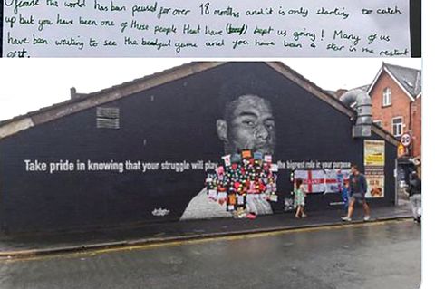 Marcus Rashfords Konterfei an einer Wand