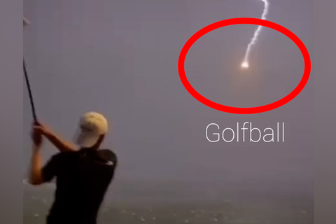 Virales Video: Golfball eines Teenagers in der Luft von Blitz getroffen
