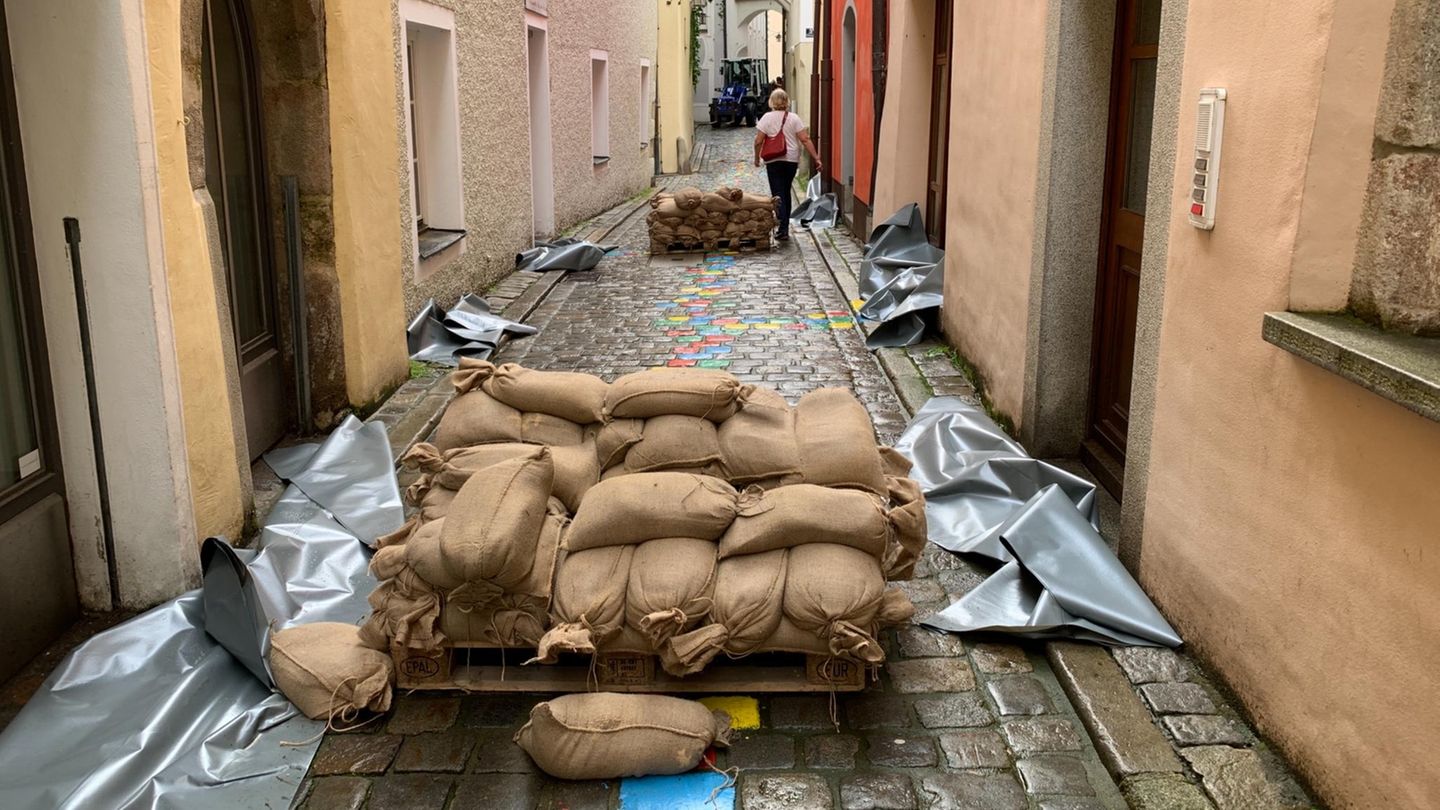 Hochwasser Passau Sandsäcke