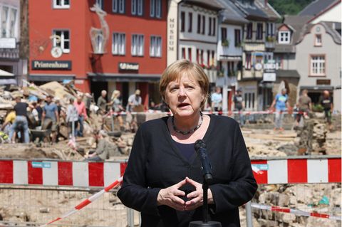 Bundeskanzlerin Angela Merkel (CDU) spricht auf einer Pressekonferenz