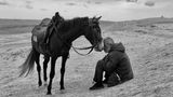 Fotograf des Jahres, Platz 1: Sharan Shetty  Das Bild "Bonding" (Verbindung) des indischen Fotografen Sharan Shetty zeigt die Nähe eines Reiters mit seinem Pferd in den Weiten Aserbaidschans. Geschossen wurde es mit einem iPhone X.