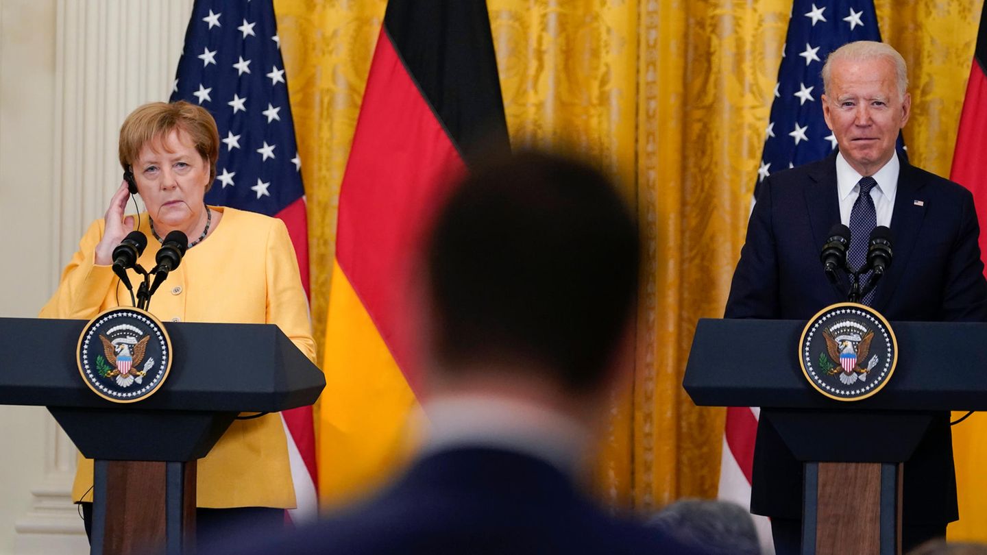 Bundeskanzlerin Angela Merkel (l.) und US-Präsident Joe Biden