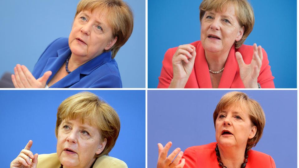 Diese Momente haben Merkels Auftritte vor der blauen Wand geprägt Bundeskanzlerin Angela Merkel (CDU) während ihrer traditionellen Bundespressekonferenz im Sommer in Berlin