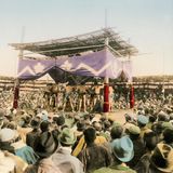 Straßenspektakel in Tokio: Sumo-Ringer im Ekoin-Tempel in Yoshiwara, dem Vergnügungsviertel der Edo-Zeit.