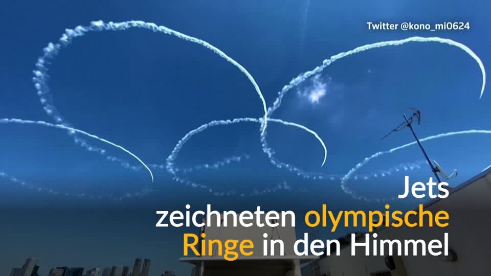 Video: Olympische Ringe am Himmel von Tokio Video: Olympische Ringe am Himmel von Tokio