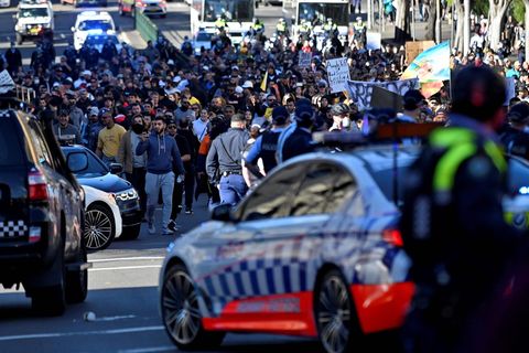 Anti-Lockdown-Kundgebung am Samstag in Sydney: Die nicht genehmigte Veranstaltung wurde auch von Deutschland aus beworben.