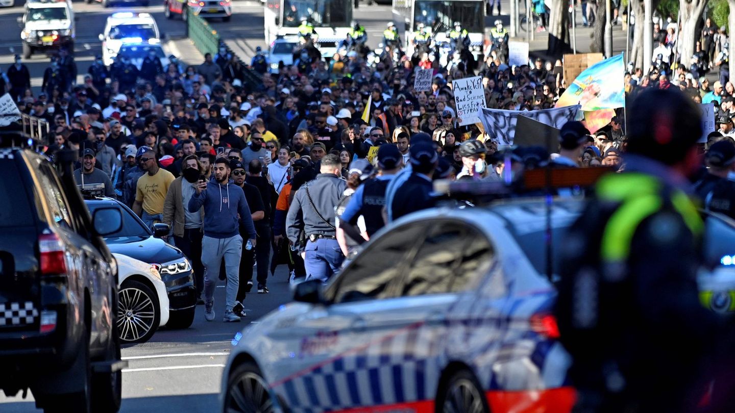 Anti-Lockdown-Kundgebung am Samstag in Sydney: Die nicht genehmigte Veranstaltung wurde auch von Deutschland aus beworben.