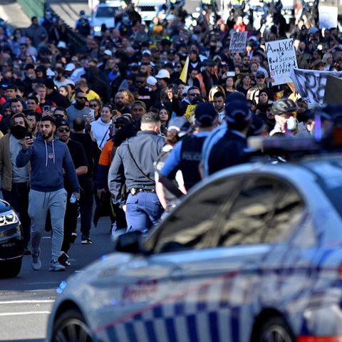 Anti-Lockdown-Kundgebung am Samstag in Sydney: Die nicht genehmigte Veranstaltung wurde auch von Deutschland aus beworben.