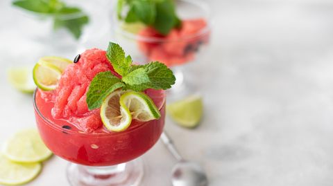 Rezept für ein Wassermelonen-Slush-Eis.