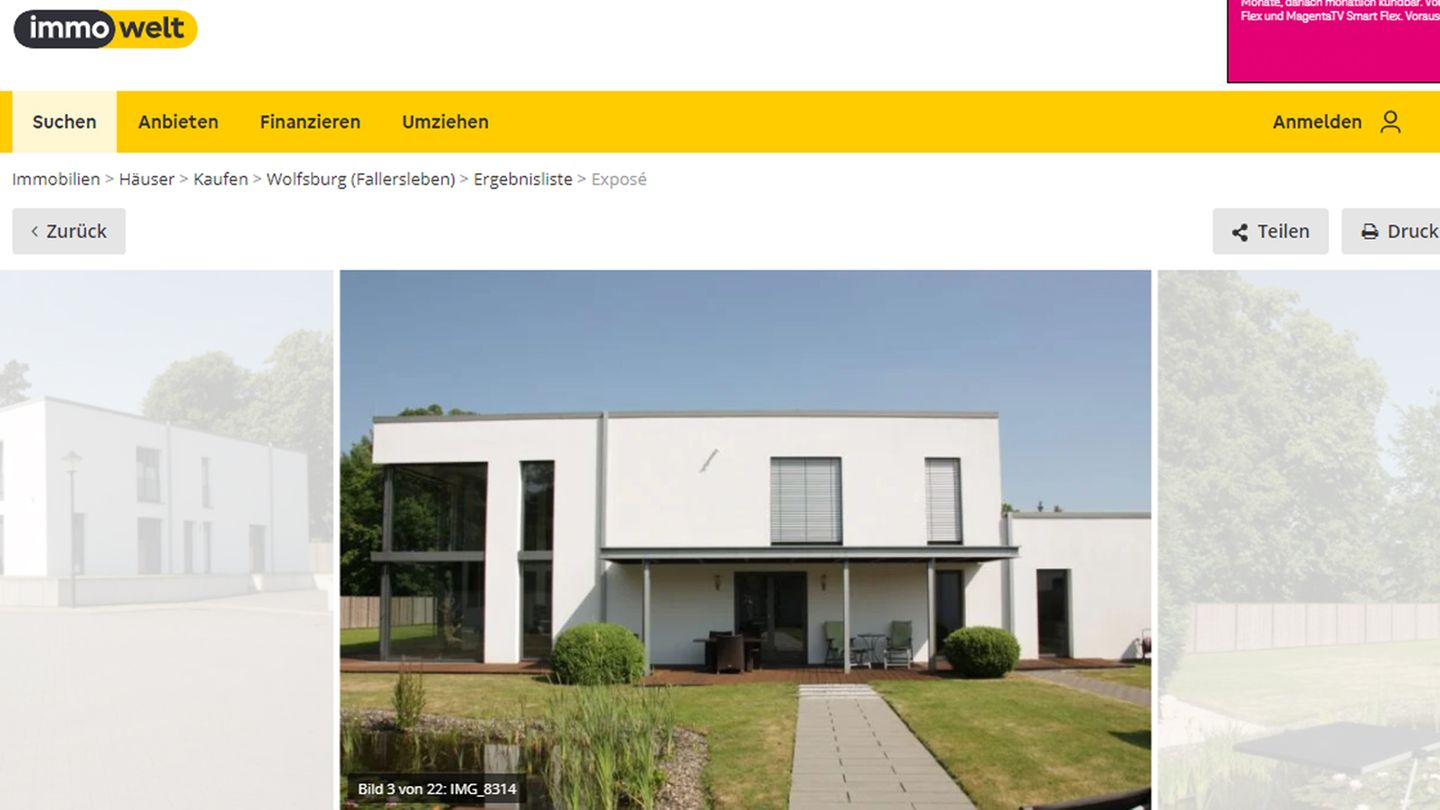 Real estate ad: VW board of directors sells million-dollar villa on Immowelt