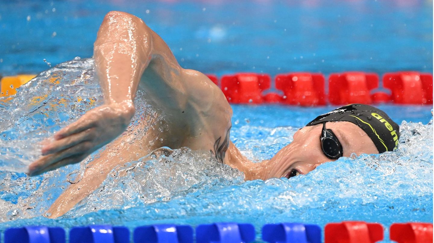 Florian Wellbrock im Aquatics Centre in Tokio auf dem Weg zur Bronzemedaille über 1500 Meter Freistil