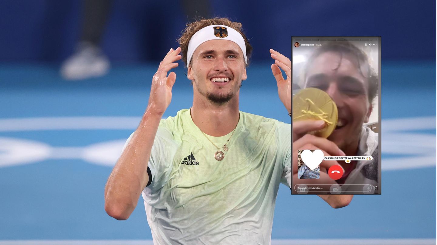 Alexander Zverev jubelt und küsst bei einem Facetime-Anruf die Gold-Medaille