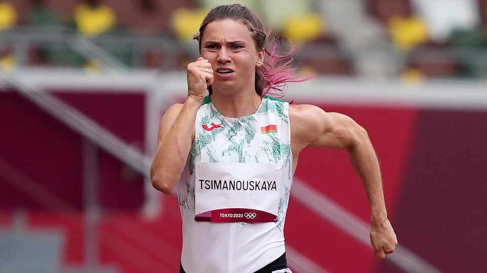 Belarussische Sprinterin Kristina Timanowskaja in Aktion in Tokio
