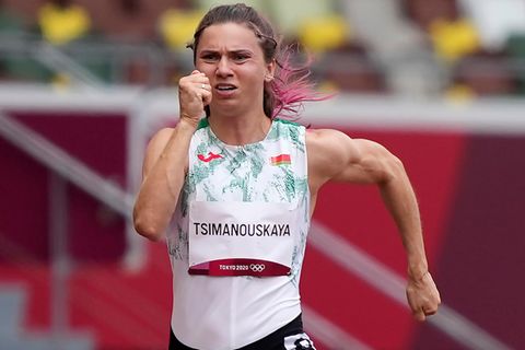 Belarussische Sprinterin Kristina Timanowskaja in Aktion in Tokio