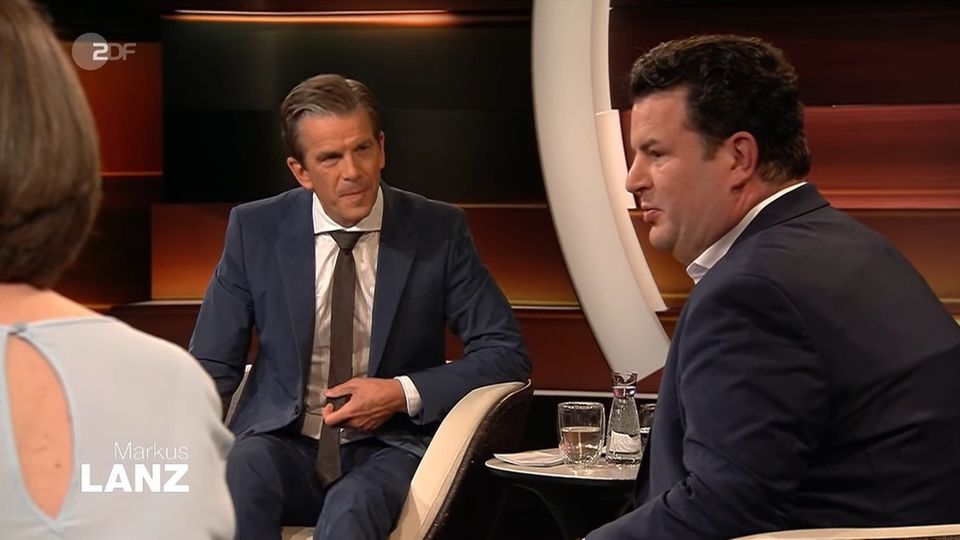 ZDF-Moderatur Markus Lanz (l.) und Bundesarbeitsminister Hubertus Heil (SPD)