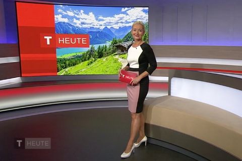 ORF-Moderatorin Sybille Brunner moderiert die Sendung Tirol Heute