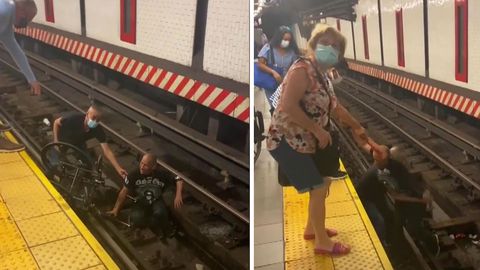 Rollstuhlfahrer fällt in New Yorker U-Bahn auf Gleise – Fahrgast rettet ihn knapp bevor Zug einfährt