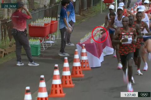 Szene aus dem Marathonlauf bei den Olympischen Spielen