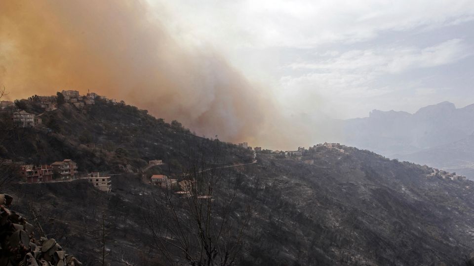 Rauch steigt neben einem Dorf in der Nähe von Tizi Ouzou, etwa 100 Kilometer östlich von Algier, auf. 