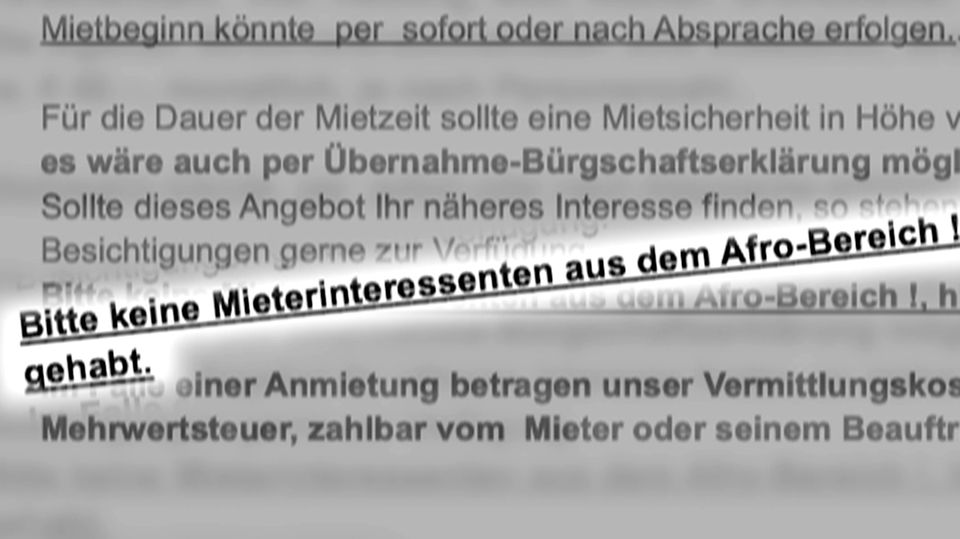 Makler schaltet rassistische Wohnungsanzeige "Bitte keine Mieterinteressenten aus dem Afro-Bereich": Makler schaltet rassistische Wohnungsanzeige