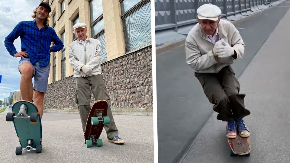 Lässig wie kein anderer 73-Jähriger: Russischer Skater-Opa wird zum Star auf Instagram Skateboard-Opa