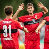 Die VfB-Spieler Klimowicz, Karazor und Al Ghaddioui