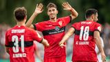 Die VfB-Spieler Klimowicz, Karazor und Al Ghaddioui